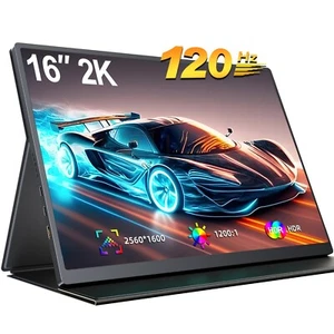 16 Zoll 2K Portable Monitor 120Hz Gaming Monitor 16:10 PC Bildschirm 100%sRGB - Photo 1/12