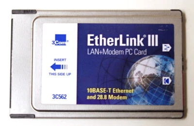 3Com EtherLink III 10Base-T  + 28.8 Modem PCMCIA 2.1 PC Card 3C562 - Image 1 of 4