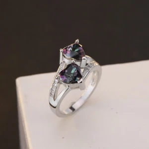 Anillo de boda piedra de nacimiento de circón cúbico de plata 925 para mujer talla 6-10 - Imagen 1 de 4