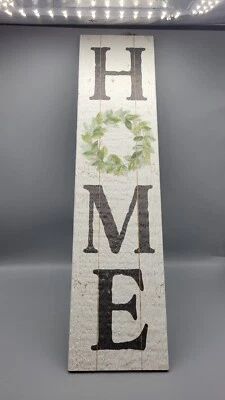 Myword! Stand Out Tall Hanging Standing Sign "Home Green Wreath" 24"x6" - Image 1 of 4