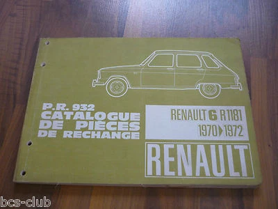 RENAULT 6 R6 R1181 1972 original ERSATZTEIL KATALOG ETK 2.A. WERKSTATT HANDBUCH - Bild 1 von 4