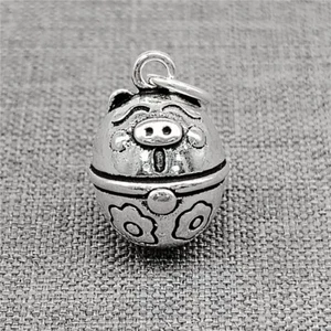 Colgante de plata esterlina cerdo amuleto de la suerte 925 collar campana encanto - Imagen 1 de 4