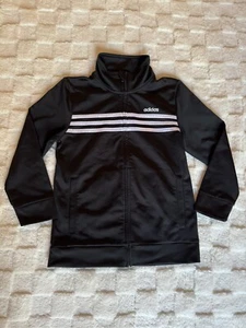 Adidas Boy’s Black Athletic Outwear Jacket With Pockets and Full Zip Up, Size 7 - Picture 1 of 3