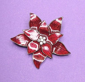 Vintage Premier Designed Crown Madeline Poinsettia Brooch Pin Christmas Xmas - Picture 1 of 2