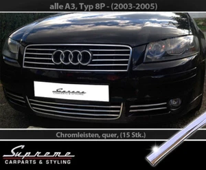 Para Audi A3 8P 2003-05-3M Cromo Molduras Decorativas para Parrilla Todos Puntal - Bild 1 von 5