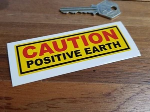 Caution Positive Earth Yellow Classic Car Sticker 4". Bike Scooter Truck Racing - Picture 1 of 1