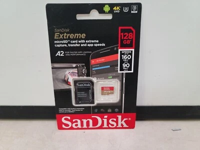 Sandisk 128GB Extreme A2 V30 UHS-I U3 micro SDXC Card up to 160MB/s Sealed - Image 1 of 4