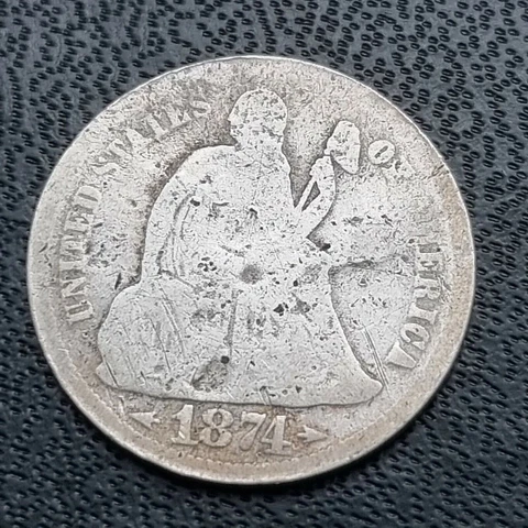 1874 Seated Liberty Dime 10c Circulated #41265 Cover