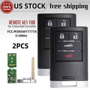 2 For Chevrolet Corvette 2008 2009 2010 2011 - 2013 Remote Key Fob M3N5WY7777A - Picture 1 of 6