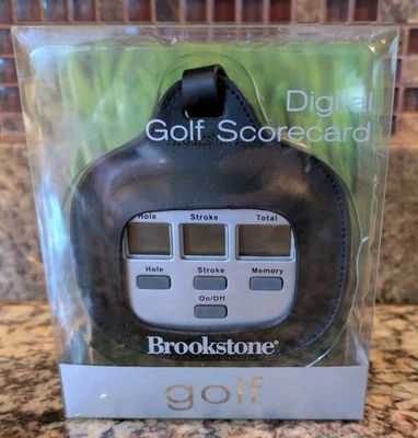 Cartão de pontuação de golfe digital Brookstone com estojo de couro NOVO na caixa - Imagem 1 de 2