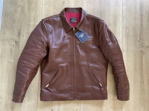 Chaqueta de cuero The Flat Head FN-LJ-HS001 marrón talla 42 Shinki Hikaku Single Riders - Imagen 1 de 10