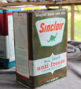 hard to find * early 1960's SINCLAIR ALL YEAR ANTI FREEZE Old 1 gal. Tin Oil Can - Picture 1 of 7