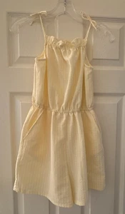 Girls H & M SZ 14 Yellow Romper Sleeveless Shorts Elastic Waist Pockets Gingham - Picture 1 of 7
