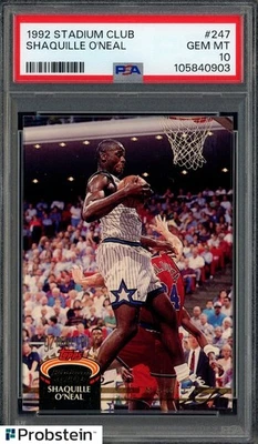 1992 Topps Stadium Club Shaquille O'Neal ROOKIE #247 PSA 10 GEM ESTADO PERFEITO CONTROLE REMOTO INVISTA!! - Imagem 1 de 2