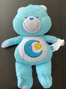 2004 Care Bears grande 29" orso della buonanotte peluche cuscino jumbo blu luna stella NUOVO - Foto 1 di 12
