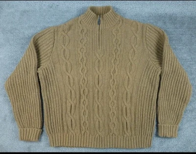 Suéter LL Bean Tejido con Cable Mezcla de Lana Pescador Cuarto Cremallera Para Hombres XLarge Marrón Foto 1 de 4