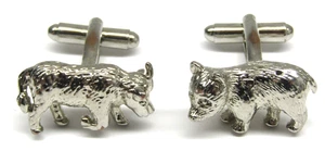 Silber Stier & Bär Manschettenknöpfe Wall Street Börse Broker Herren formelle Kleidung - Bild 1 von 4