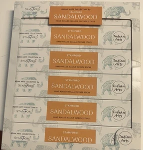 Indian Arts by Stamford Gift Pack of 6 boxes x 15 Incense Sticks. SANDALWOOD - Picture 1 of 2