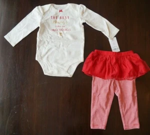 NUEVO CON ETIQUETAS Carters Navidad Body 2 Piezas Conjunto Bebé Niña Best Things Pequeño Paquete 9 Mos - Imagen 1 de 4