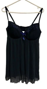Lencería Cacique Babydoll Chemise Talla 18/20 Sujetador Push Up Negro Con Aros - Imagen 1 de 7