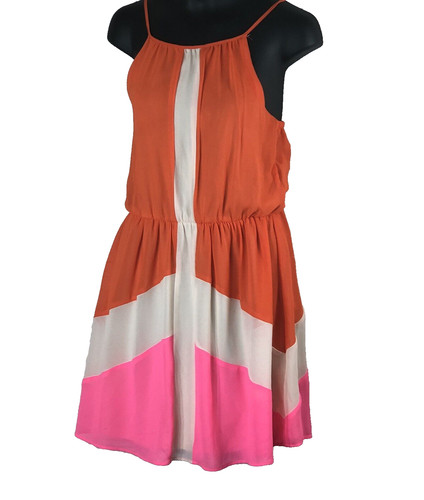 VETEMENTS Abito senza maniche per ragazze GB taglia media arancione bianco rosa foderato aderente e svasato