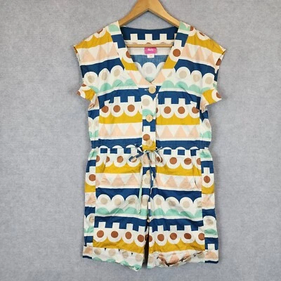 Obus Jumpsuit Playsuit Womens Size 00 Colourful Geometric Patterned Cotton  - image 1 of 4