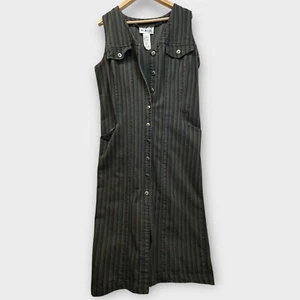 Carolina Blues Y2K Sleeveless Shirt Dress Sz 14 Striped Cottagecore Retro Classi - Picture 1 of 19
