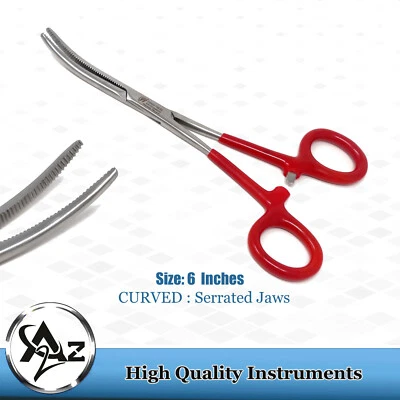 A2Z SCILAB 6"Curved PVC Hemostat Forceps Locking Clamps Stainless Steel Surgical Instrument