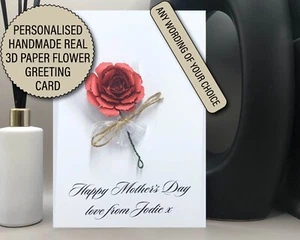 Personalised Mother's Day Card, real hand made flower bouquet mothers 266 - Picture 1 of 15