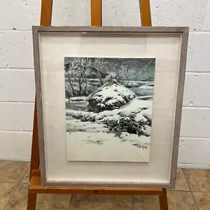 Japanese, winter landscape, woodblock print, inscribed, signed at lower right - Picture 1 of 7