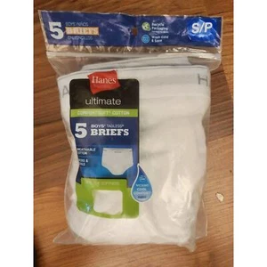 Hanes 6 Pack Boys Cotton Tagless White Comfortsoft Briefs Size Small 6-8 - Picture 1 of 6