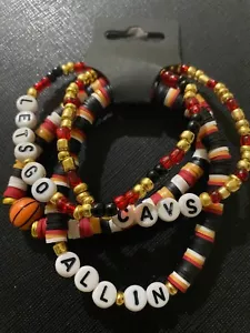 Cleveland Cavaliers Mens 4-Piece Beaded Bracelet Set - All in - Let's Go - Picture 1 of 2