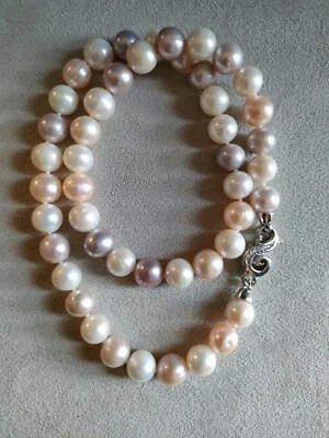 Perle Naturali Collana Perle Bianche/Rosa/Grigie coltivate 8,5  Gioielli Donna - Immagine 1 di 4