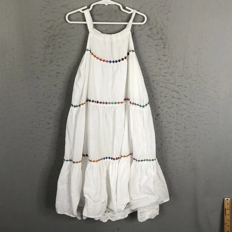 Matilda Jane Dress Girl 10 Start Fresh White Sleeveless Beach Rainbow Embroidery - Image 1 of 4