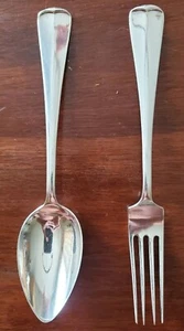 Tenedor y cuchara vintage Van Kempen 833 de plata de ley con monograma 81 g - Imagen 1 de 5