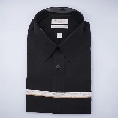 Camisa de Vestir Roundtree & Yorke Etiqueta Dorada 17"-34" FULL FIT NEGRA SIN PLANCHAR NUEVA CON ETIQUETAS Foto 1 de 4
