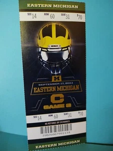 EASTERN MICHIGAN 2011 at MICHIGAN 2010 Full Football Ticket Stub  - Bild 1 von 3