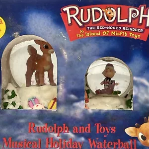 Rudolph Reindeer and the Island Misfit Toys Water Globe Musical Holiday Enesco - Picture 1 of 6