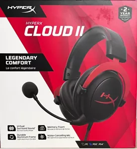 HyperX Cloud II Wired Gaming Headset Works W/ PC PS5 PS4 Xbox Series X Red New - Picture 1 of 11