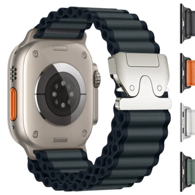 Nylon Watch Band For Apple Watch Strap Ultra 3 49mm Series 11 10 9 8 7 6 42/46mm - Image 1 of 4