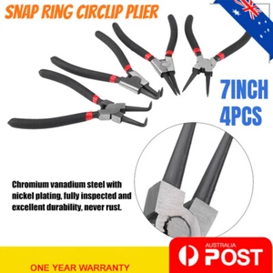 4x 7" Circlip Pliers Set Internal External Bent Straight Snap Ring Remove Tool - Picture 1 of 12
