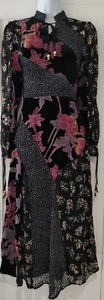 Womens Joe Browns Black Mixed Prints Floral Midi Devore Statement Dress 6 New - Picture 1 of 14