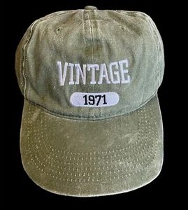 VINTAGE 1971 by TRENDY Apparel Shop Embroidered Soft Washed Adjustable Hat NEW - Picture 1 of 14