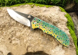 Graywolf Abstract Trout Pattern Folding Knife - 8" Overall Length - Picture 1 of 5