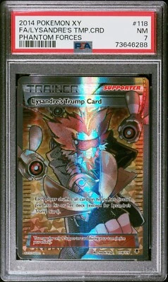 PSA 7 NM Lysandre's Trump Card 118/119 Phantom Forces Trainer Holo Pokémon 2014 - Image 1 of 2