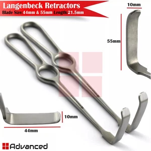 2 Size Surgical Langenbeck Retractor L Shaped Blade Oval Fenestrated Handle - Picture 1 of 4
