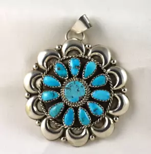Colgante turquesa multipiedra plata esterlina .925 firmado navajo - Imagen 1 de 4