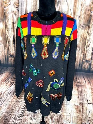 Vintage Chaus Sweater Embellished Sequins Large Hong Kong Fashion accessories - Image 1 of 4