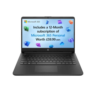 HP 14s-dq0034na N4120 Laptop Intel Celeron N4120 4GB 128GB SSD 14" Win 11 Home S - Image 1 of 4