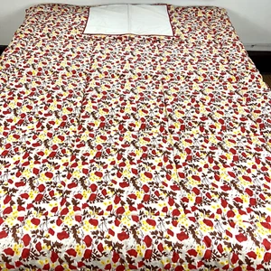 Liz Claiborne NY Twin Comforter and Pillow Sham Red Yellow White Floral 64x84 - Picture 1 of 24